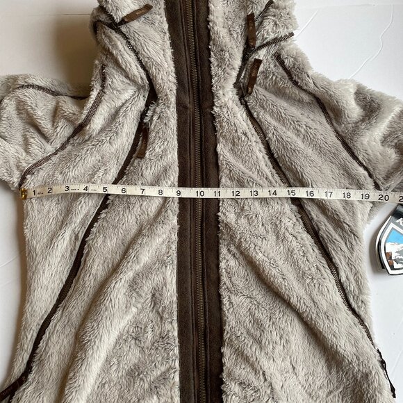 NEW KUHL Women's Flight Jacket Fleece Zip Up Pockets Hooded Stone Size Large - Picture 12 of 15